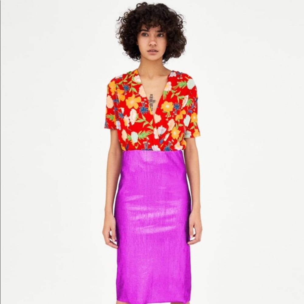Zara Floral Cross Front Top